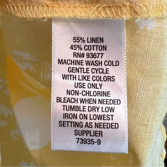 Liz Claiborne linen blend tunic 💛 yellow and white floral print 💛 large - Picture 2 of 5
